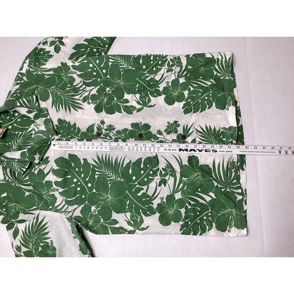 Men's Hawaiian Shirt Royal Creations Hibiscus Panel Green Poly Cotton Large - Picture 4 of 4